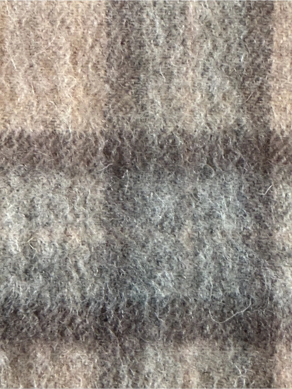 Edinburgh Plaid 100% Lambswool Fringed Scarf Tan Gray 6-1/4” x 62”
